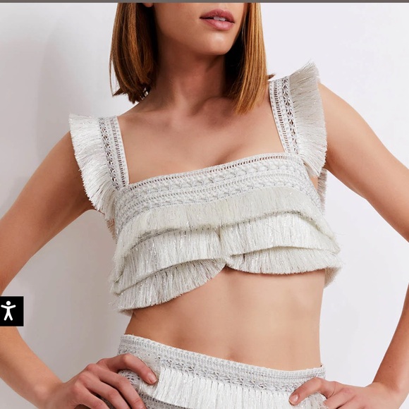 PatBO cropped metallic fringe top - Picture 2 of 5